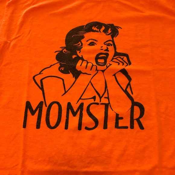 Vintage, Retro Style Momster T-Shirt, Orange & Black Gildan Dry Blend SZ M - Picture 3 of 5